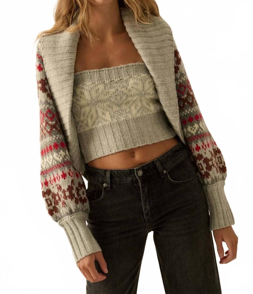 NEW PROMESA alpine-knit shrug cardigan and tube top set in heather grey